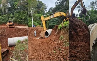 Remodelação de bueiro amplia vazão de água e garante mais segurança no interior de Beltrão