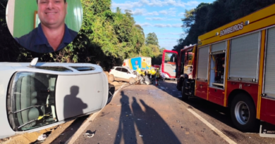 Colisão entre cinco veículos deixa um morto e dois feridos na BR-282