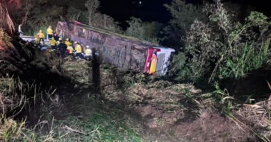 Ônibus com 67 pessoas capota em rodovia de SC e deixa três mortos e 15 feridos