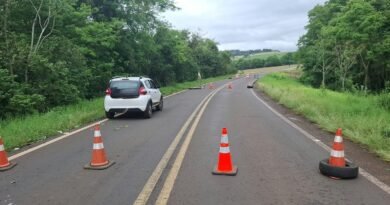 DER/PR atua na sinalização e planeja obra emergencial na PR-592, em Nova Prata do Iguaçu